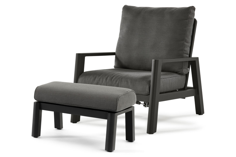 Cirello loungeset in zwart aluminium met lopi shadow all weather sunbrella® luxe kussens