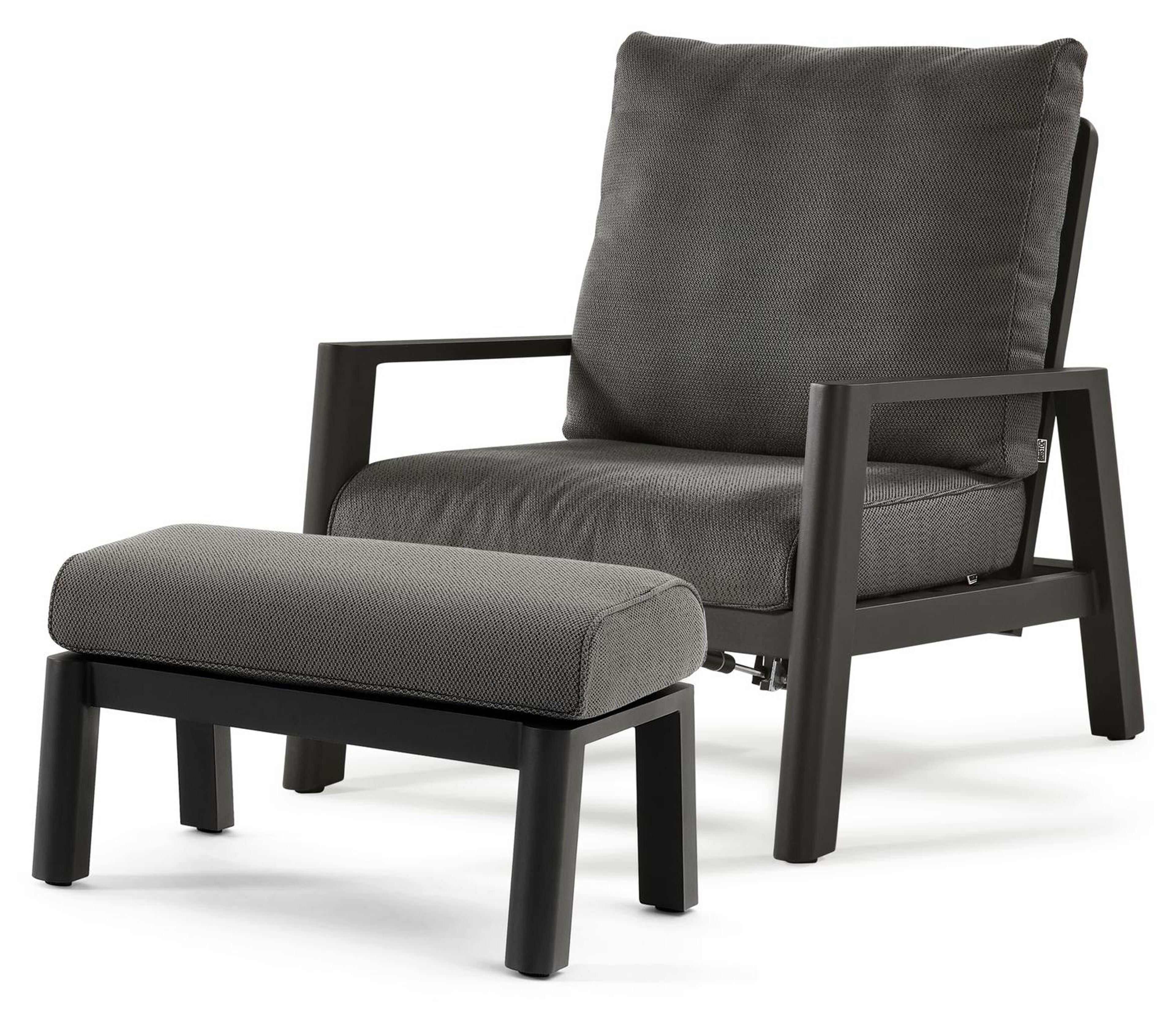 Cirello loungeset in zwart aluminium met lopi shadow all weather sunbrella® luxe kussens