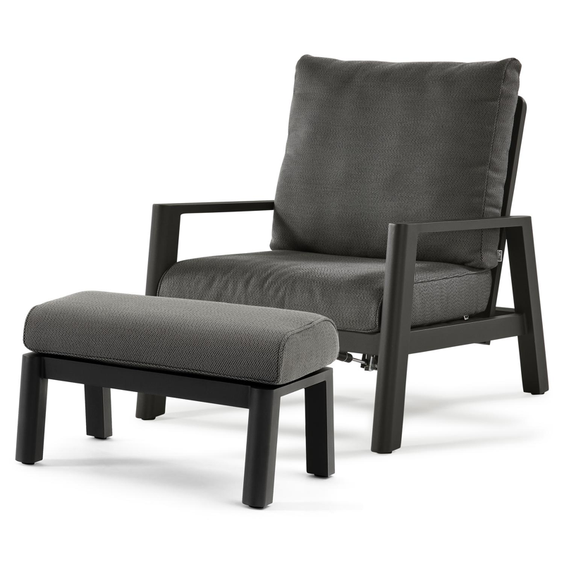 Cirello loungeset in zwart aluminium met lopi shadow all weather sunbrella® luxe kussens