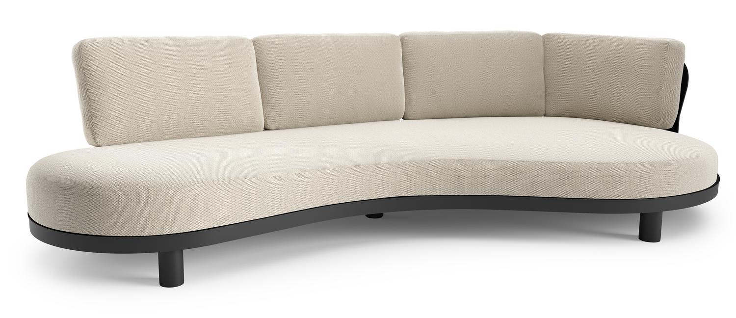 Donato loungebank in zwart aluminium met lopi marble all weather sunbrella® luxe kussen