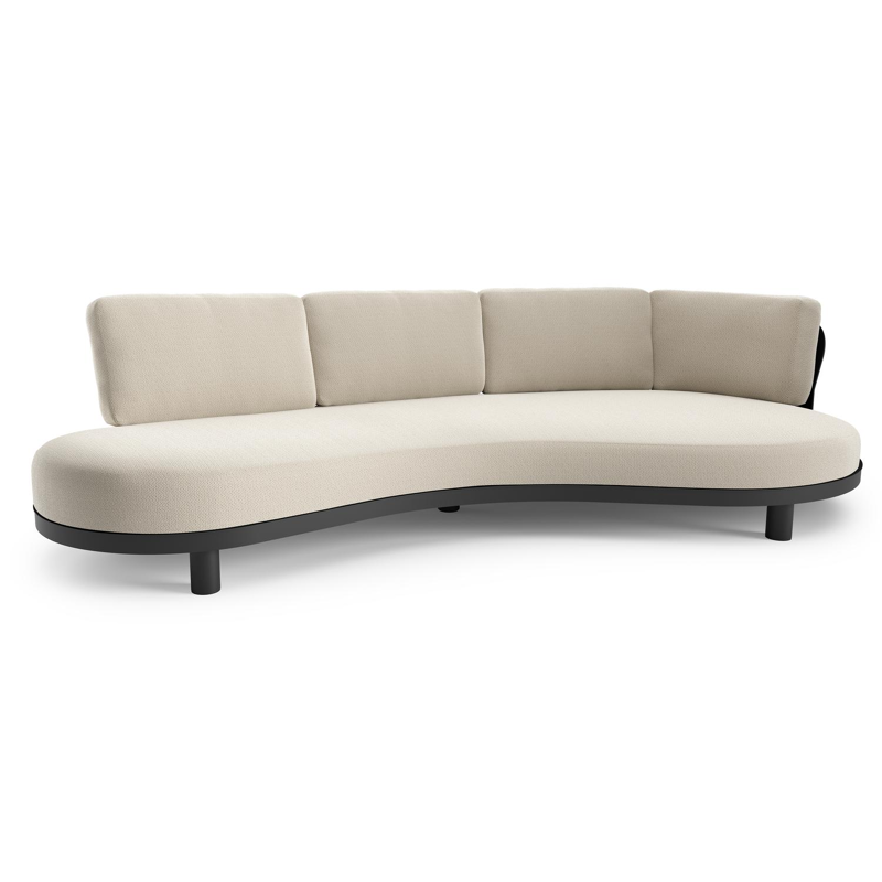 Donato loungebank in zwart aluminium met lopi marble all weather sunbrella® luxe kussen