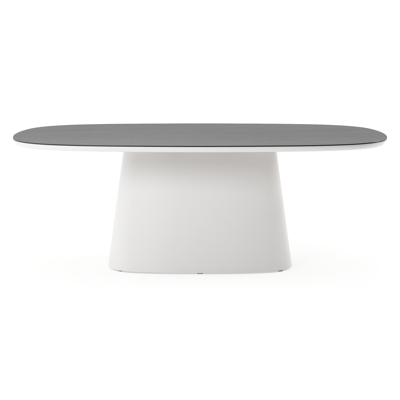 Amico tuintafel bombo xl in wit aluminium en volkeramiek Basalt Black - L 210 x B 148 x H 73.5 cm