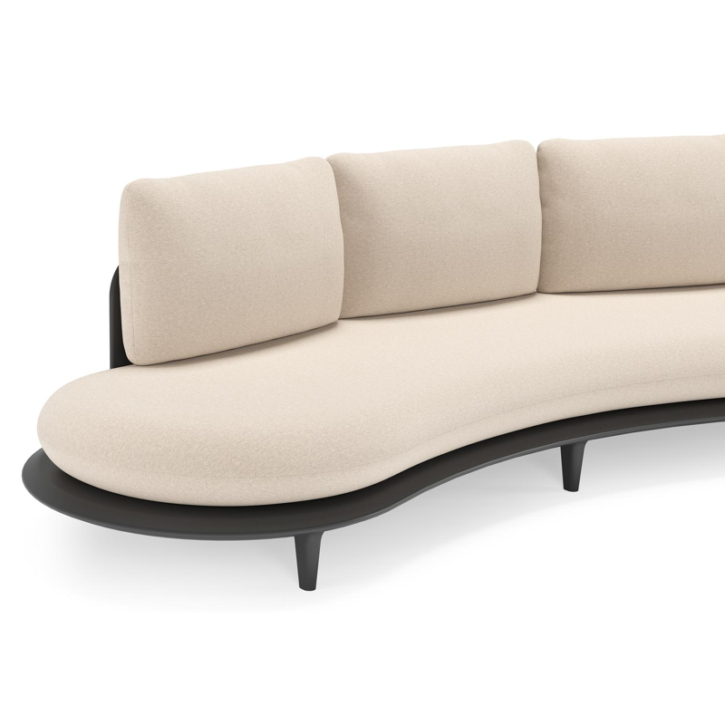 Bomero loungeset in zwart aluminium met heritage ash all weather sunbrella® luxe kussen