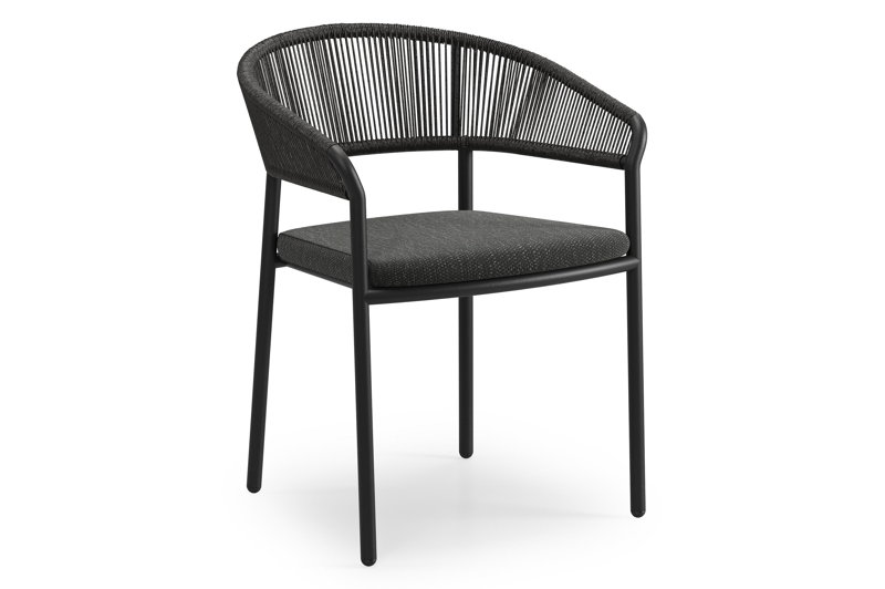 Calobra rechthoekige uitschuifbare tuinset in zwart aluminium en sintered stone crema minerale met 10 Zamora tuinstoelen