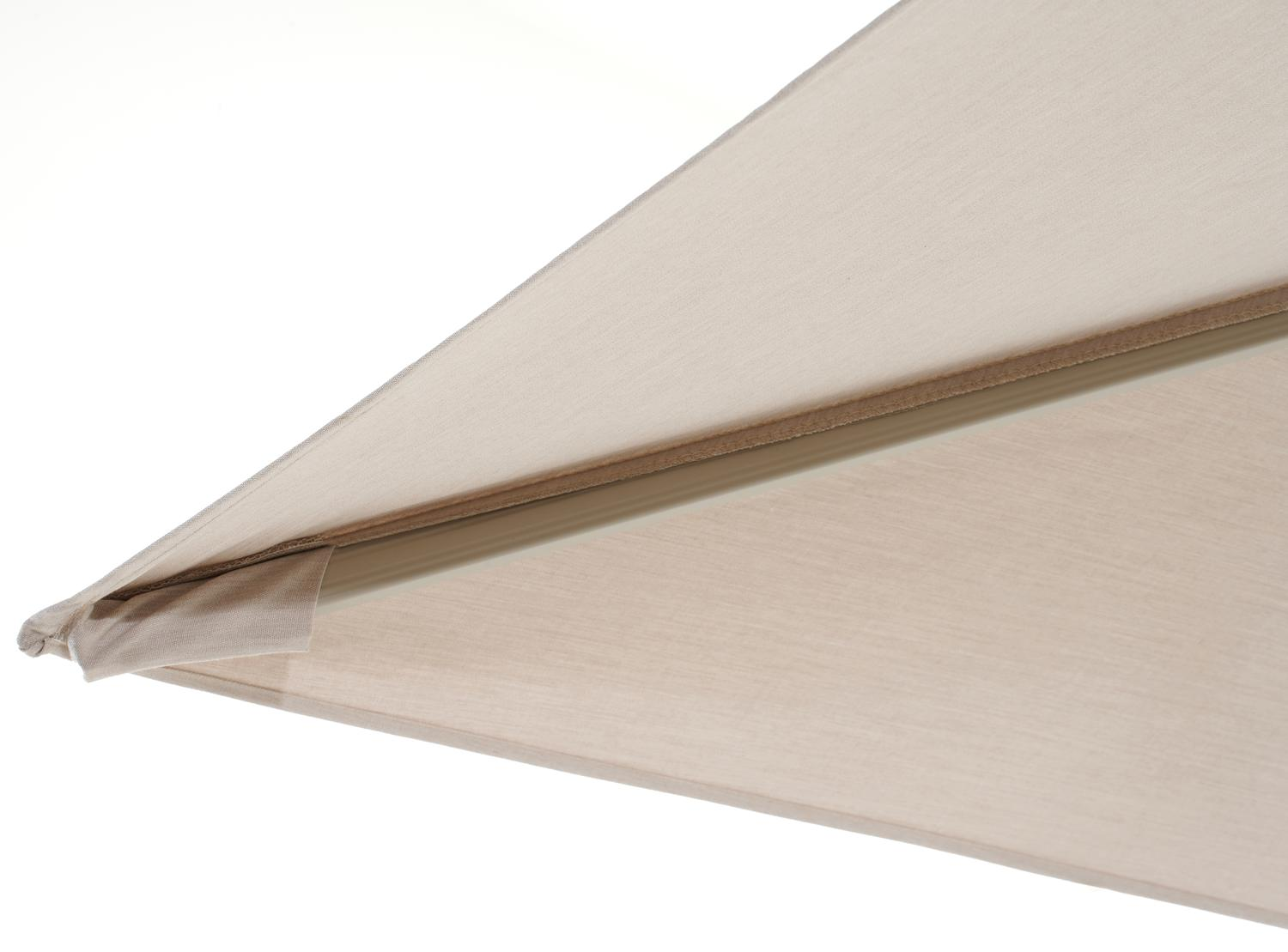 Parasol pedant Rufina avec fonction tilt en aluminium beige avec toile de parasol en all weather sunbrella® premium beige - Lg.1 300 x Lg.2 300 cm (sans pied de parasol)