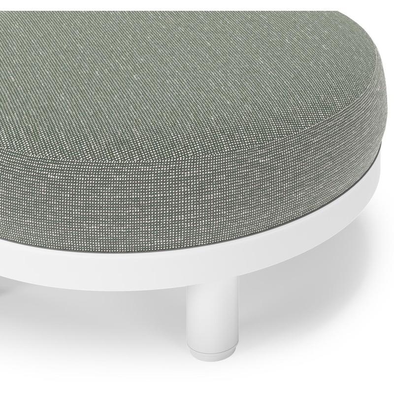 Salon de jardin pouf Donato en aluminium blanc et coussins en all Weather Sunbrella® Luxe Slow Fern