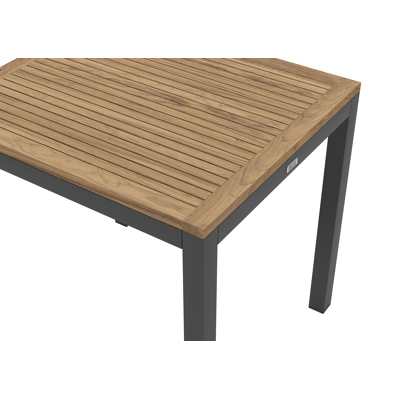 Feltro tuinset in zwart aluminium en naturel teak tafelblad met 2 Rivo tuinstoelen