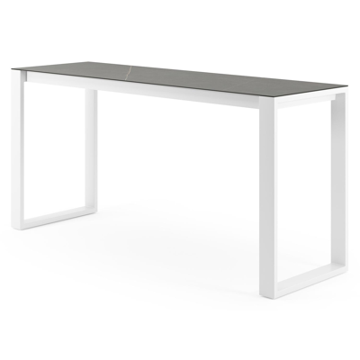 Verato bartafel in wit aluminium en volkeramiek Calatorao - L 220 x B 70 x H 105 cm