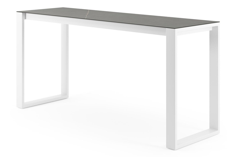 Verato bartafel in wit aluminium en volkeramiek Calatorao - L 220 x B 70 x H 105 cm