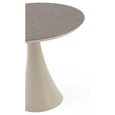 Fano tuintafel rond in beige aluminium en volkeramiek Wulong - Dia. 85 x H 75 cm