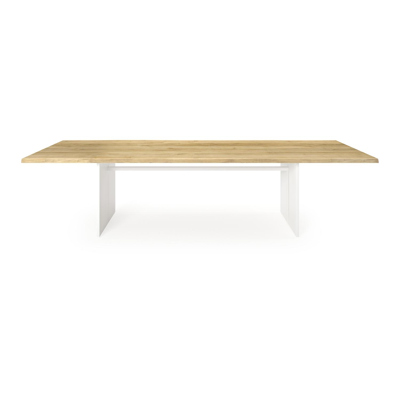 Portofino tuintafel in wit aluminium en teak - L 300 x B 112 x H 75 cm