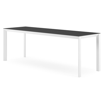 Table de jardin Malito rectangulaire en aluminium blanc et céramique pleine Nero Black - Lg. 220 x Lrg. 70 x Haut. 75 cm