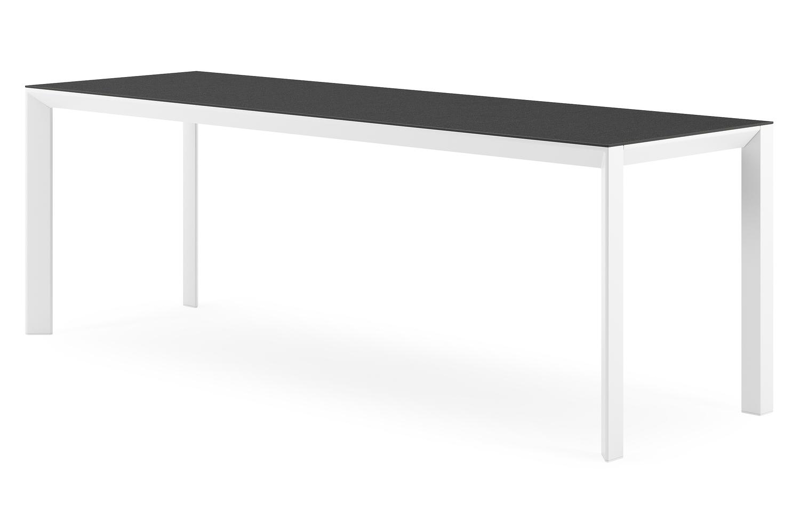 Malito tuintafel rechthoekig in wit aluminium en volkeramiek Nero Black - L 220 x B 70 x H 75 cm
