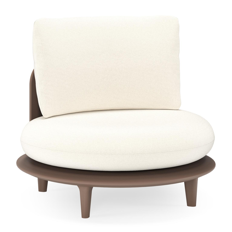 Bomero loungestoel in taupe aluminium met natte white all weather sunbrella® luxe kussen