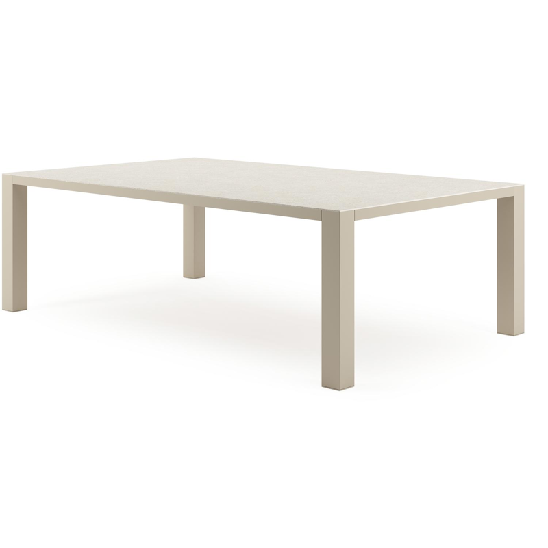 Table de jardin Nano XL rectangulaire en aluminium beige et céramique Shilin Lg. 240 x Lrg. 148 x Haut. 75 cm
