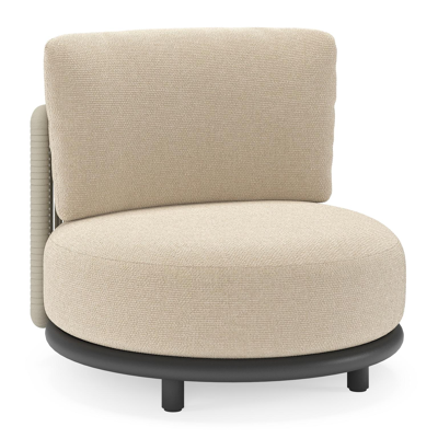 Lomano loungestoel in zwart aluminium en beige verticaal geweven luxe vlakke rope met Althea Chalk all weather cosytica