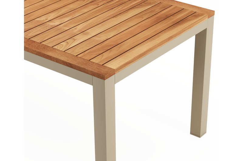 Varese tuintafel rechthoekig in beige aluminium en teak - L 220 x B 92 x H 73.5 cm
