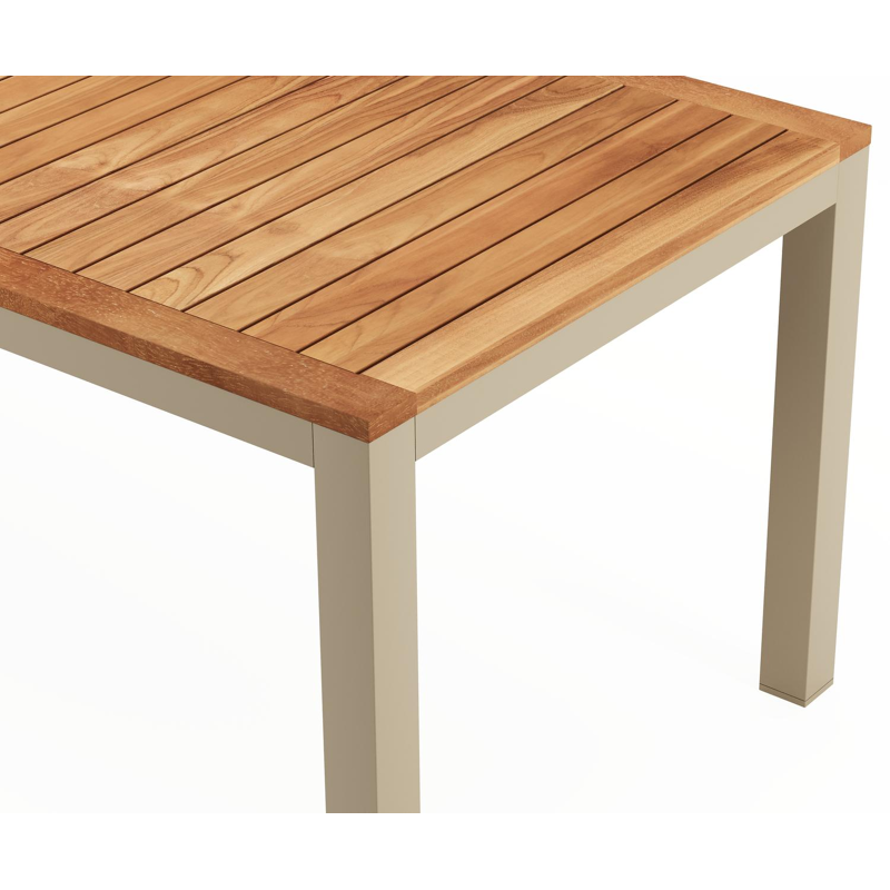 Varese tuinset in beige aluminium en teak met 6 Amalfi tuinstoelen