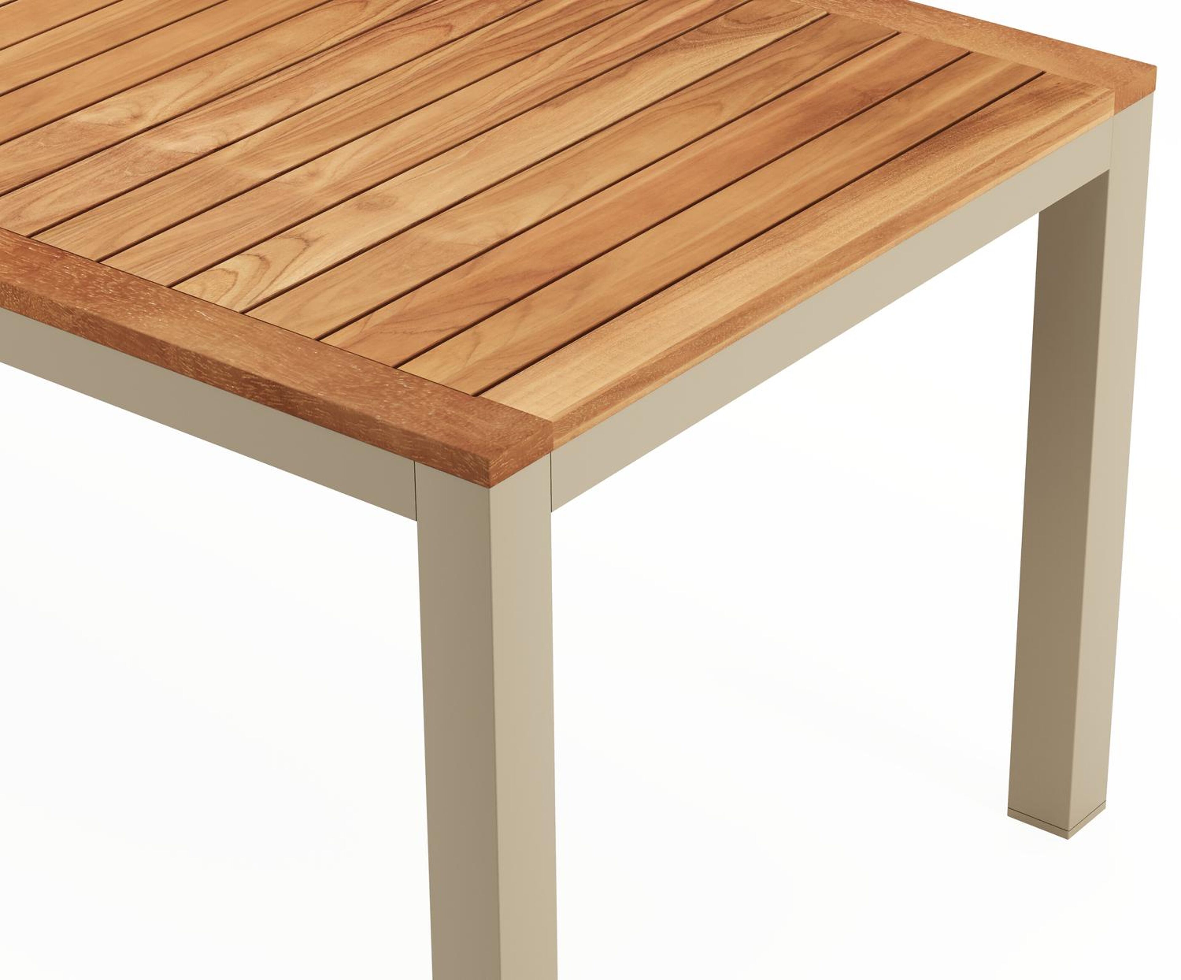 Varese tuinset in beige aluminium en teak met 6 Amalfi tuinstoelen