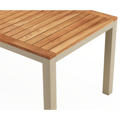 Varese tuintafel rechthoekig in beige aluminium en teak - L 220 x B 92 x H 73.5 cm