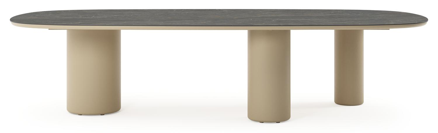 Amico tuintafel bombo xl in beige aluminium en volkeramiek Black Obsession - L 320 x B 148 x H 73.5 cm