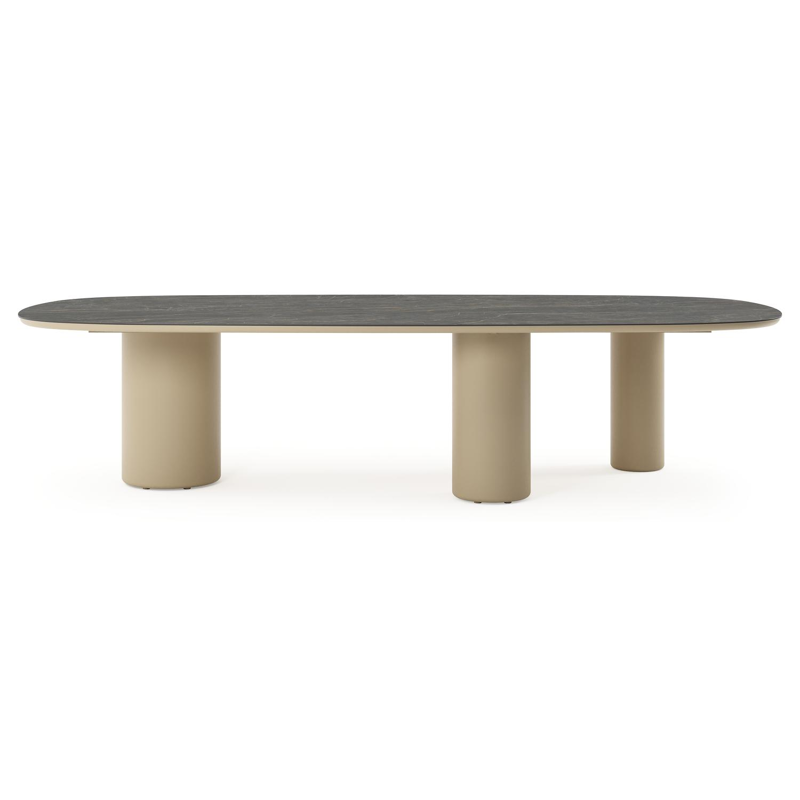 Amico tuintafel bombo xl in beige aluminium en volkeramiek Black Obsession - L 320 x B 148 x H 73.5 cm