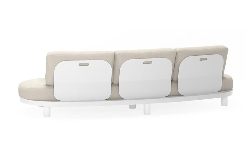 Donato organische loungebank 3-zit in wit aluminium met lopi marble all weather sunbrella® luxe kussen