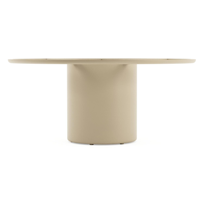 Amico low dining tuintafel rond in beige aluminium en volkeramiek Rapolano - Dia. 148 x H 61 cm