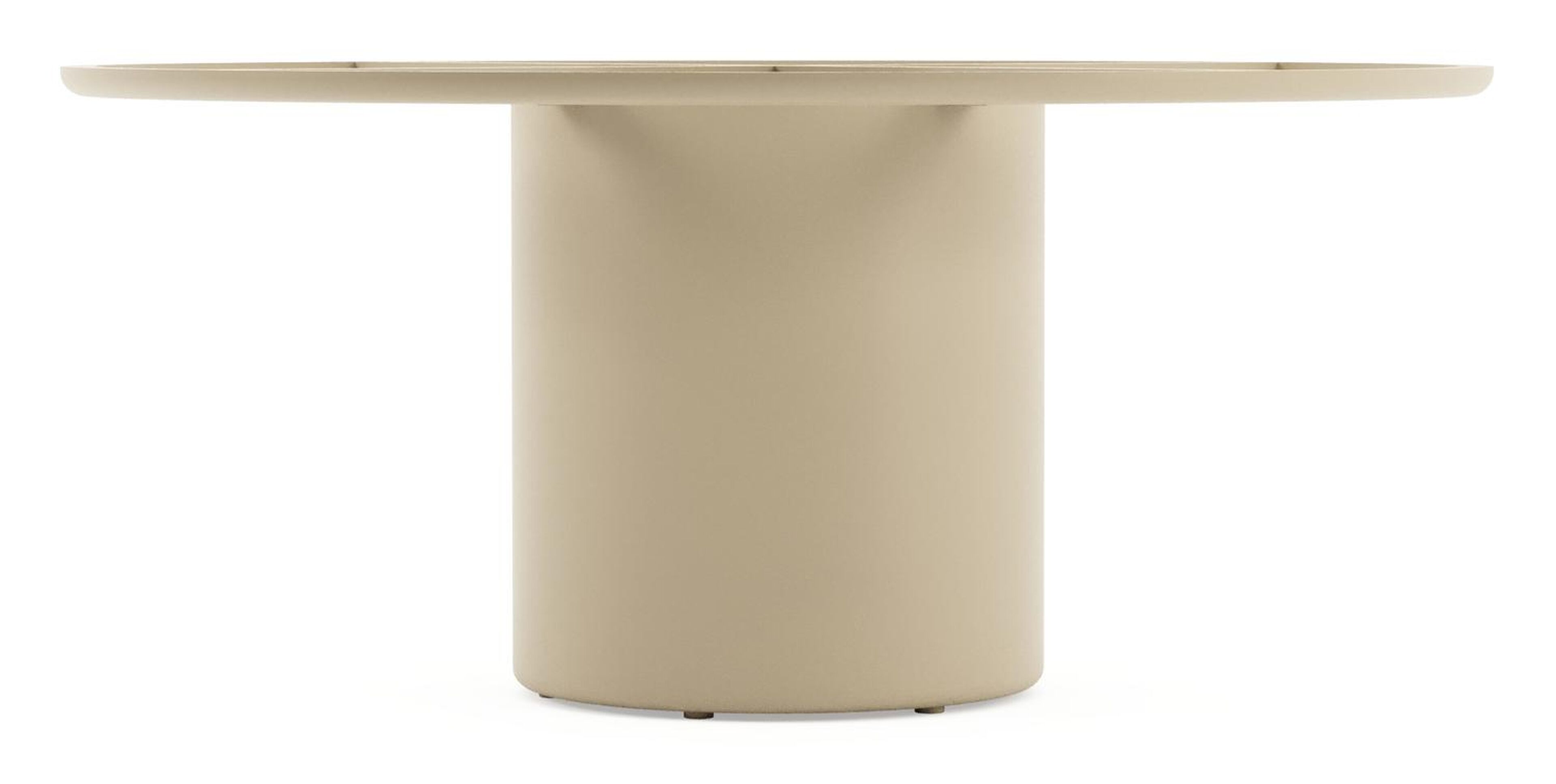 Amico low dining tuintafel rond in beige aluminium en volkeramiek Shilin - Dia. 148 x H 61 cm