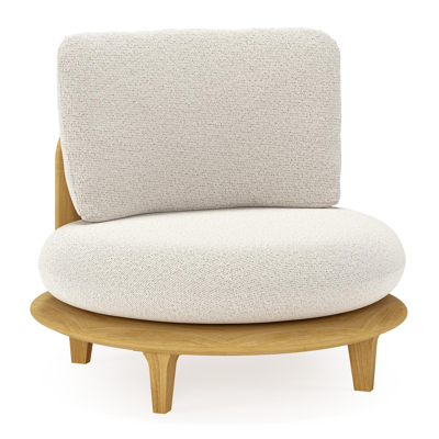 Bomero loungestoel in teak met firenze natural all weather solica kussen