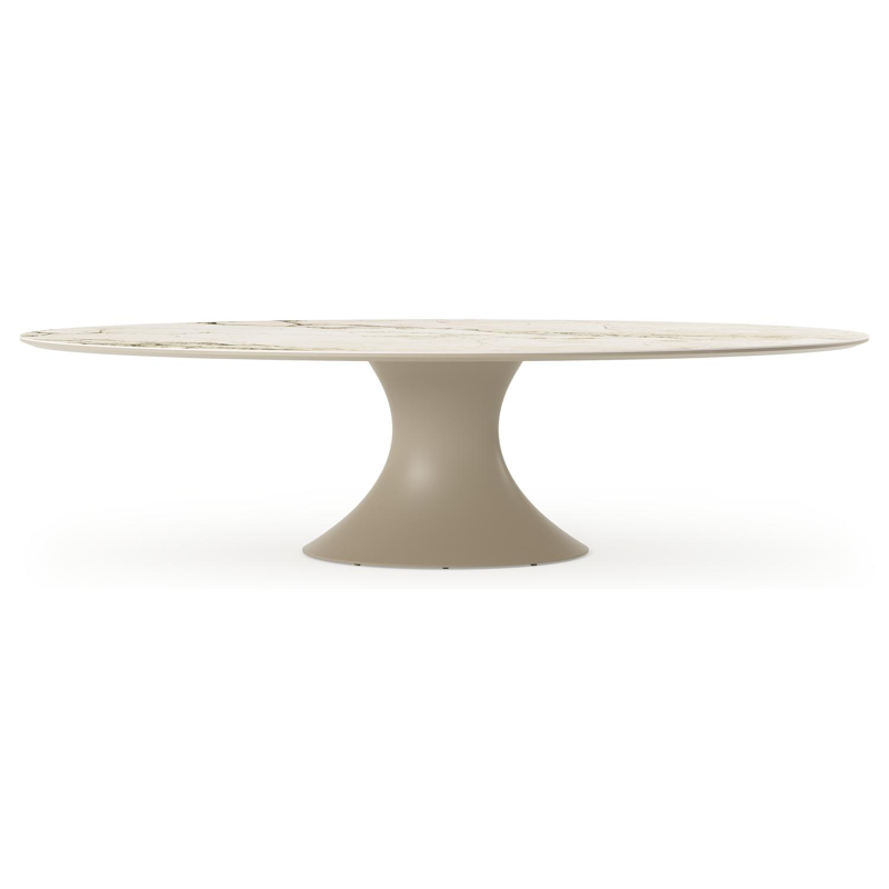Fano tuintafel ovaal in beige aluminium en volkeramiek Colorado Dunes - L 290 x B 148 x H 75 cm