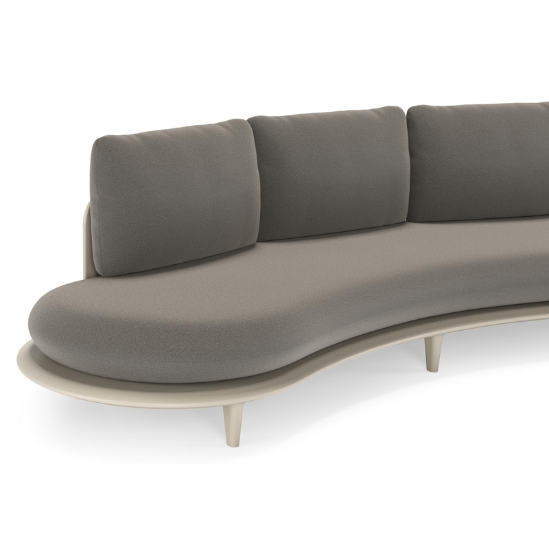 Canape de jardin Bomero en aluminium beige et coussins en all weather sunbrella® luxe natte dark taupe