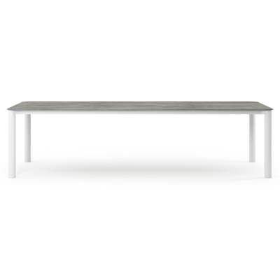 Orso tuintafel rechthoekig afgerond in wit aluminium en volkeramiek Aspen Grey - L 290 x B 110 x H 73.5 cm