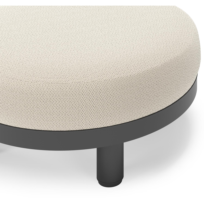 Salon de jardin pouf Donato en aluminium noir et coussins en all Weather Sunbrella® Luxe Lopi Marble