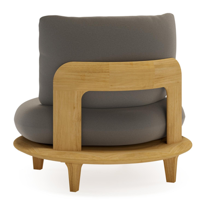 Bomero loungestoel in teak met natte carbon beige all weather sunbrella® luxe kussen