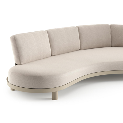 Canapé de jardin Donato en aluminium beige et coussins en all weather sunbrella® luxe slow farafra