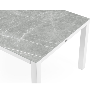 Como tuintafel in wit aluminium en volkeramiek zaha stone - L 200 x B 100 x H 76 cm