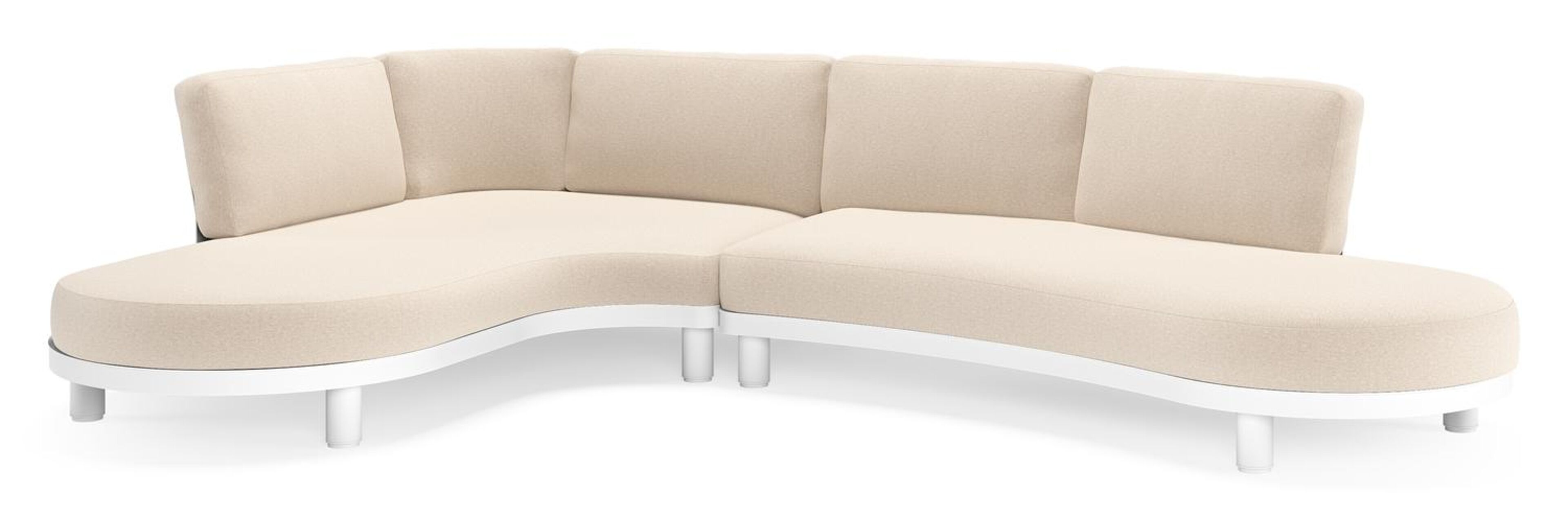 Donato loungehoek in wit aluminium met all weather sunbrella® luxe Heritage Ash kussen