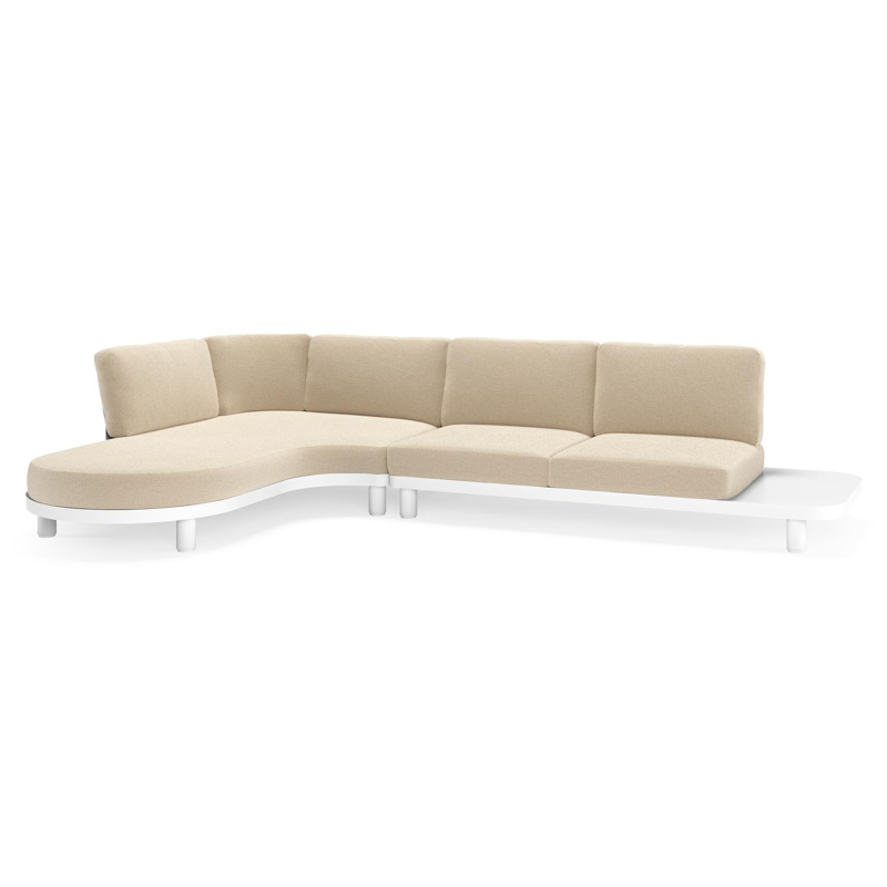 Donato loungehoek in wit aluminium met all weather cosytica Althea Chalk kussen