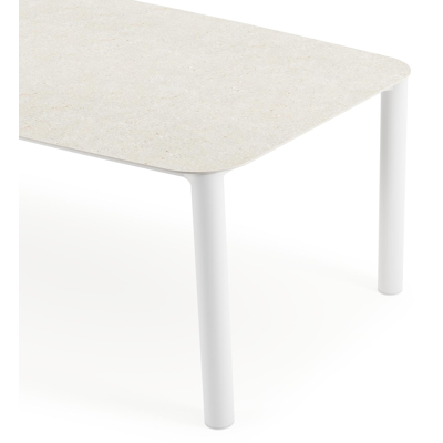 Orso tuintafel bootvorm in wit aluminium en volkeramiek shilin - L 255 x B 115 x H 75 cm