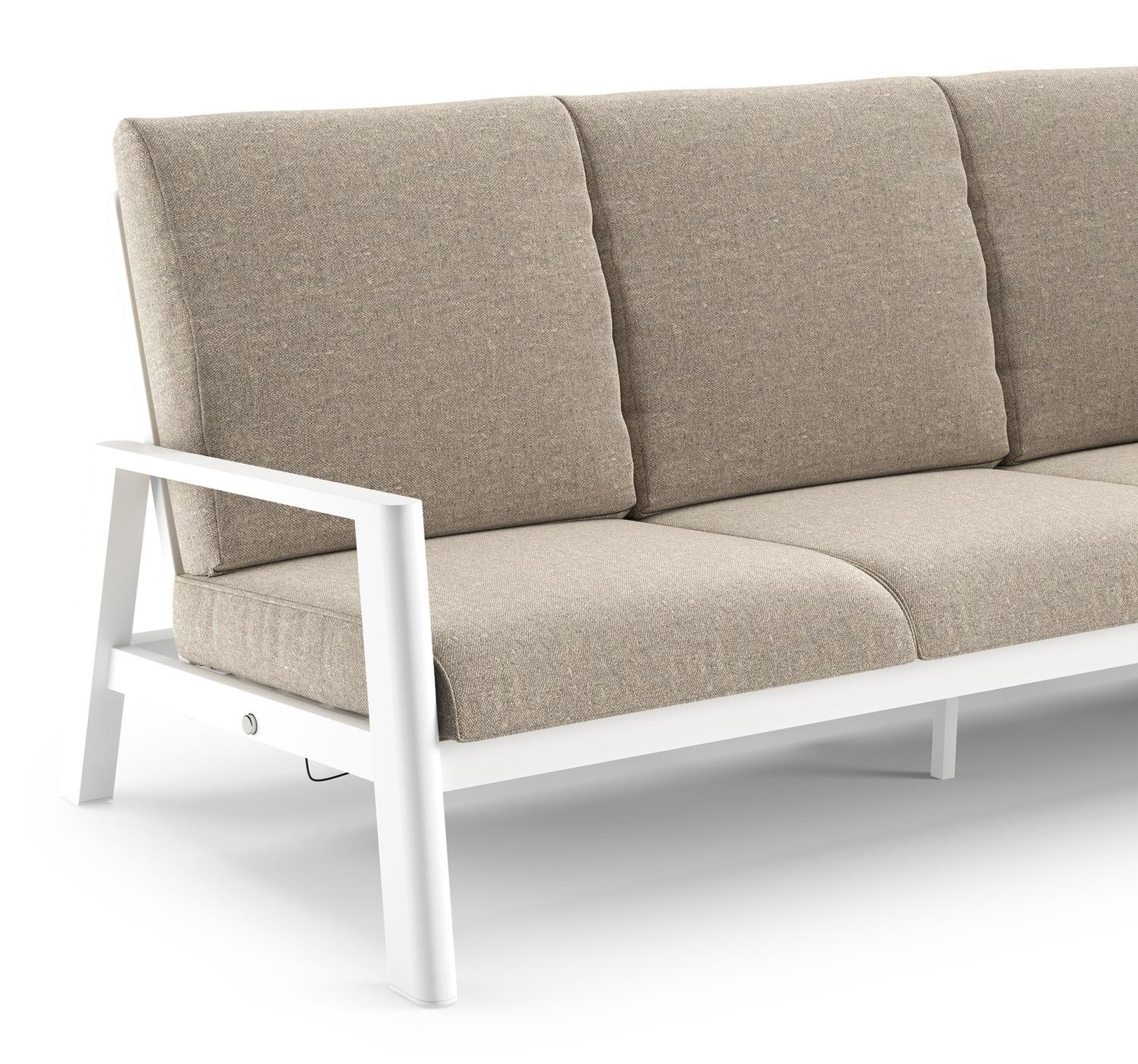 Cirello loungebank in wit aluminium met chartres pewter all weather sunbrella® luxe kussen