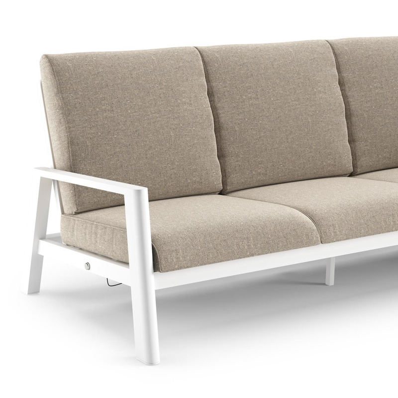 Cirello loungebank in wit aluminium met chartres pewter all weather sunbrella® luxe kussen