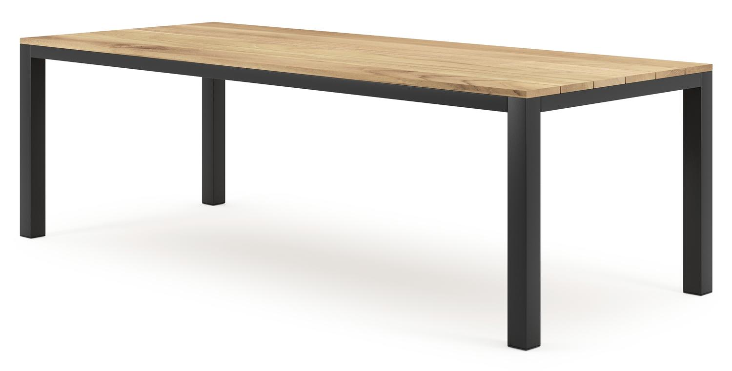 Capri tuintafel in zwart aluminium en teak - L 240 x B 100 x H 75,5 cm