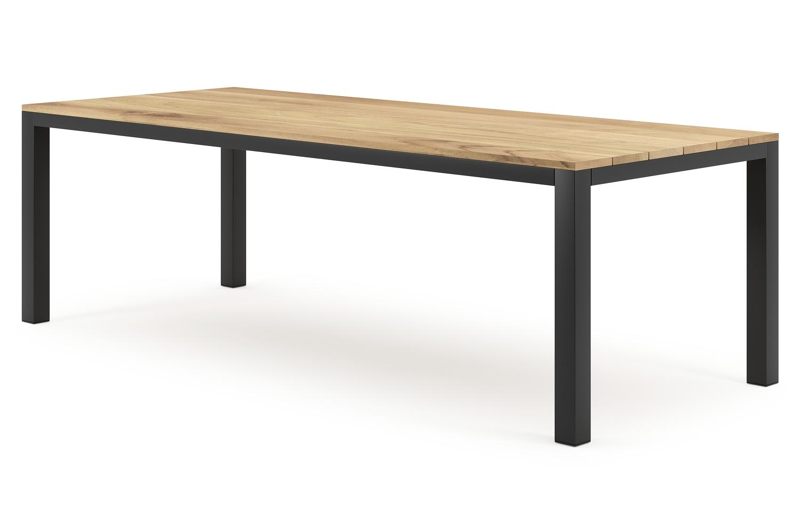 Capri tuintafel in zwart aluminium en teak - L 240 x B 100 x H 75,5 cm