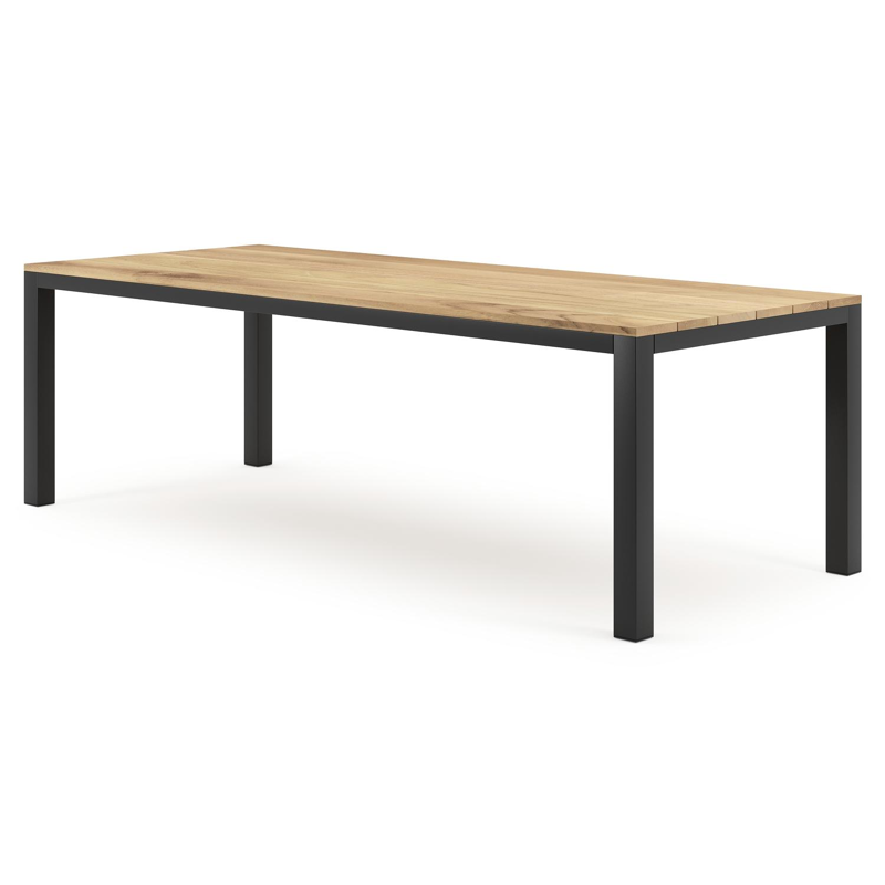 Capri tuintafel in zwart aluminium en teak - L 240 x B 100 x H 75,5 cm