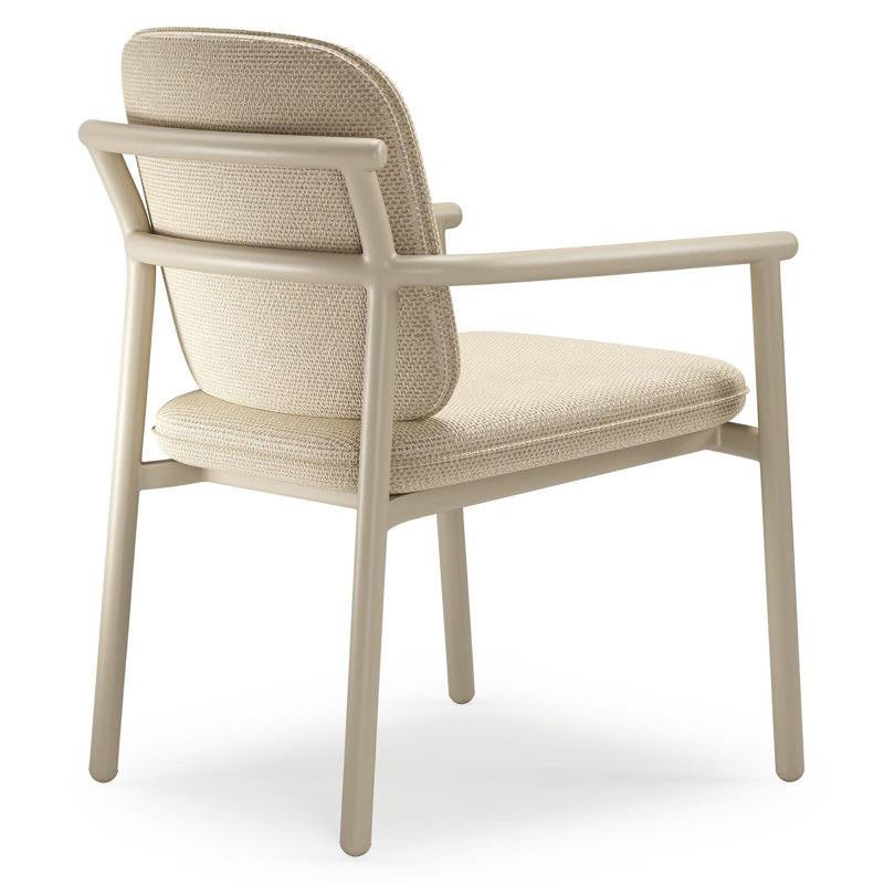 Bono stapelbare tuinstoel in beige aluminium met stoelkussen in All Weather Cosytica Althea Camel