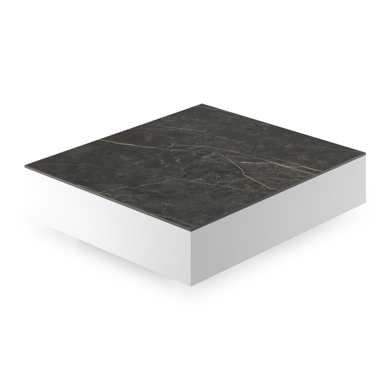 Como loungetafel rechthoekig in wit aluminium en volkeramiek Black Obsession - L 70 x B 80 x H 20 cm