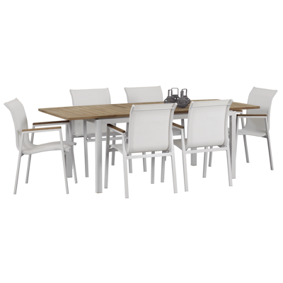 Venice stapelbare tuinstoel wit - aluminium, teak en textilene