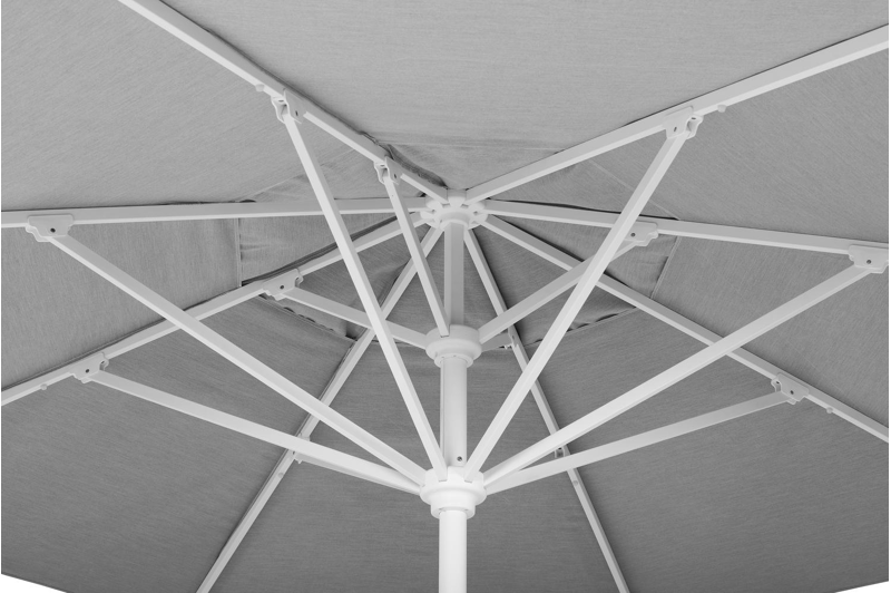 Solino staanparasol in wit aluminium met grijs sunbrella® parasoldoek - dia 400 cm (zonder voet)