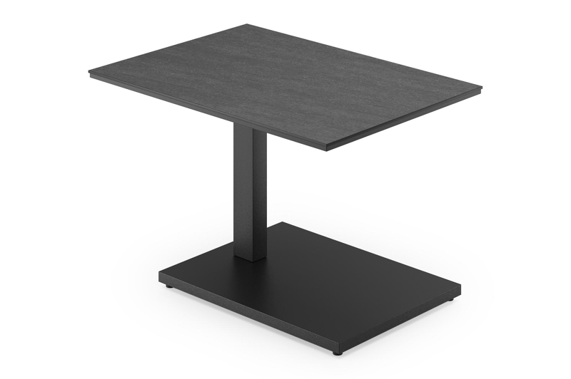 Cirello Pop up bijzettafel in zwart aluminium en basalt black volkeramiek - L 70 x B 50 x H 66 cm